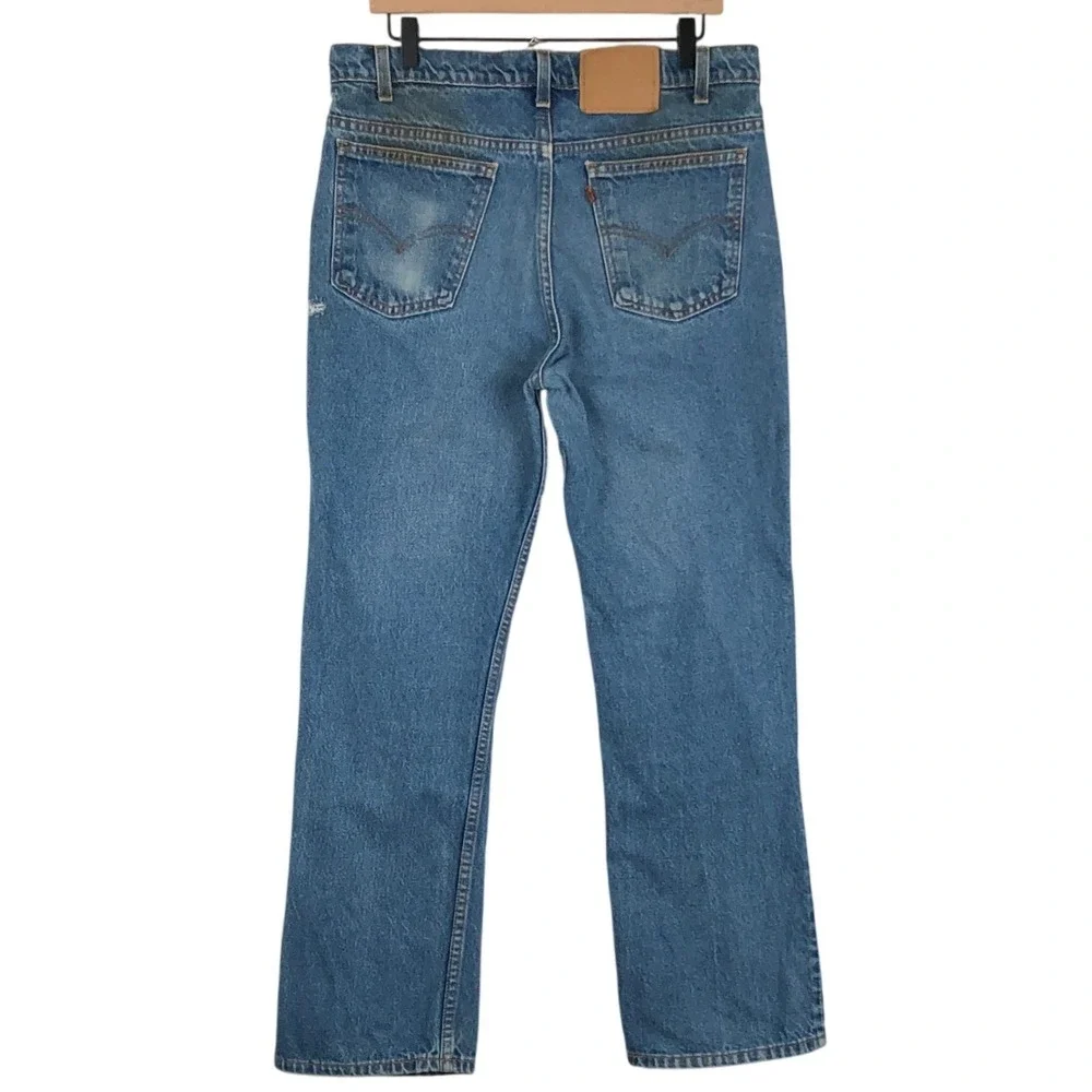 VTG Levis 517 Orange Tab Bootcut Distressed Jeans 36x30 USA Made Blue 40517-0215